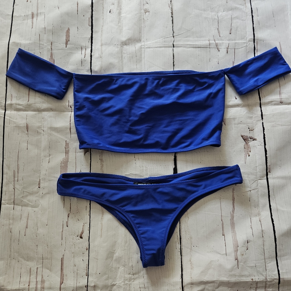 New Beach Riot Free People Women's Blue Swimsuit Bikini Size Large